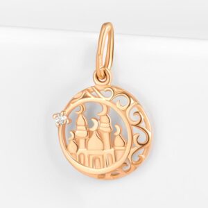 Золотая мусульманская подвеска с фианитами