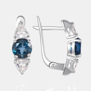 Серебряные серьги с топазами и фианитами