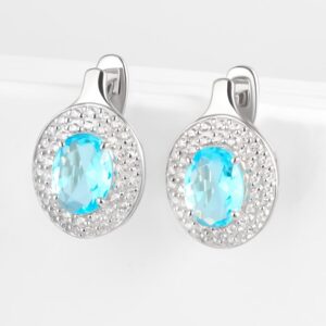 Серебряные серьги с кристаллами топазами и фианитами