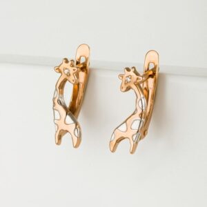 Серьги детские из красного золота с фианитами