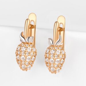 Серьги детские с фианитами из красного золота