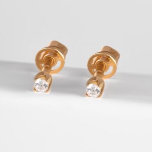 Серьги гвоздики из красного золота с фианитами