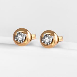 Серьги-гвоздики из красного золота с бриллиантами