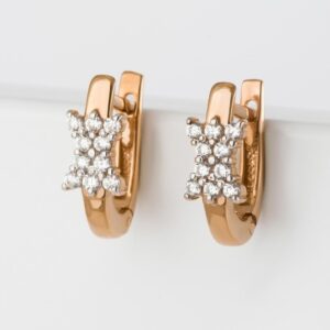 Серьги с фианитами из красного золота