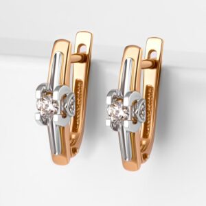 Серьги с бриллиантами из красного золота