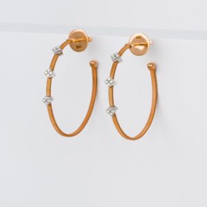 Серьги-хупы из красного золота с бриллиантами