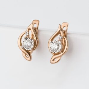 Серьги с бриллиантами из красного золота